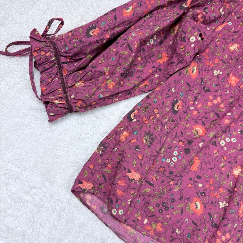 Sundance Plum Floral Ruffle-Neck Blouse - Picture 2 of 9